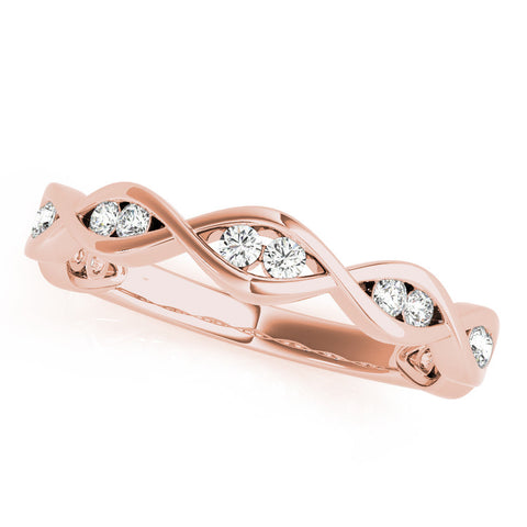 Rose gold Round Diamond Twist Eternity Band with Bezel Setting
