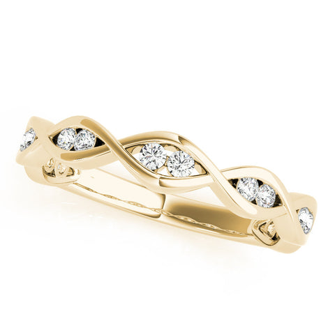 Yellow gold Round Diamond Twist Eternity Band with Bezel Setting