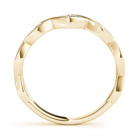 Yellow gold Round Diamond Twist Eternity Band with Bezel Setting