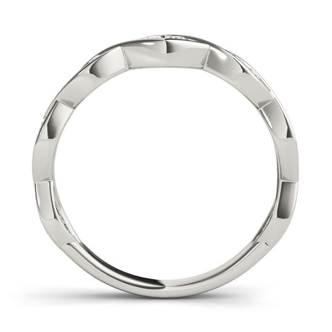 White gold Round Diamond Twist Eternity Band with Bezel Setting