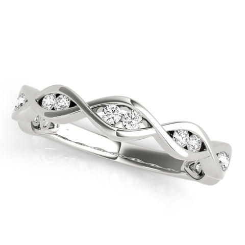 White gold Round Diamond Twist Eternity Band with Bezel Setting