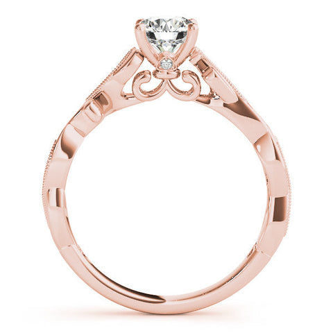 Rose gold Round Solitaire Vine Band with Milgrain Prong Setting