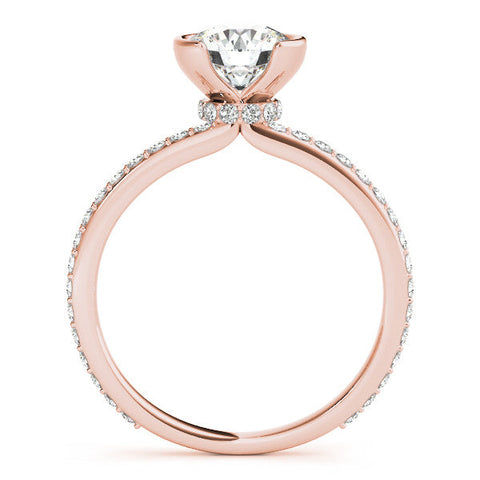 Rose gold Round Cut Diamond Pave Band Tension Setting Engagement Ring
