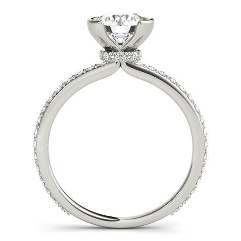 White gold Round Cut Diamond Pave Band Tension Setting Engagement Ring