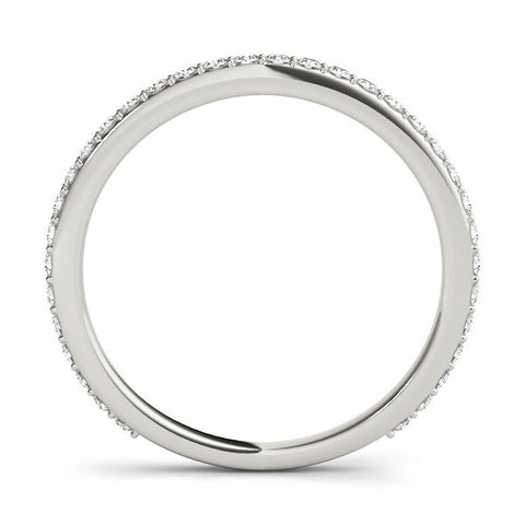 White gold Pavé Round Diamond Eternity Band with Shared Prong Setting