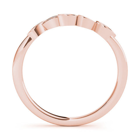 Rose gold Marquise Diamond Leaf Eternity Band with Bezel Setting