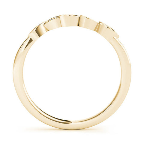 Yellow gold Marquise Diamond Leaf Eternity Band with Bezel Setting