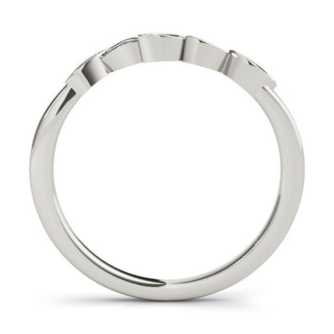 White gold Marquise Diamond Leaf Eternity Band with Bezel Setting