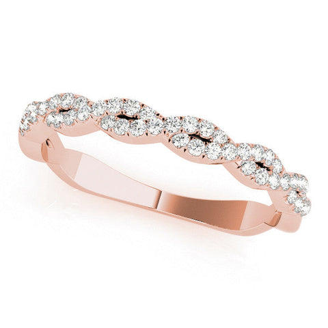 Rose gold Twisted Diamond Pavé Round Eternity Band with Shared Prong Setting