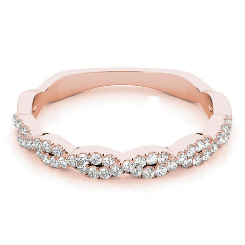 Rose gold Twisted Diamond Pavé Round Eternity Band with Shared Prong Setting