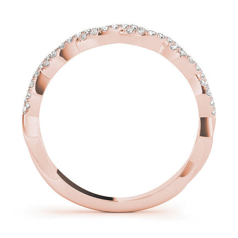 Rose gold Twisted Diamond Pavé Round Eternity Band with Shared Prong Setting