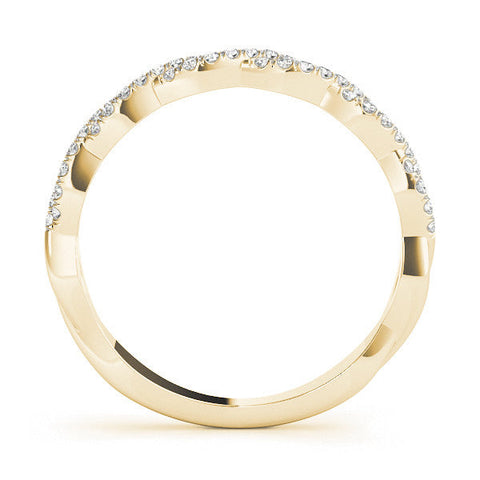 Yellow gold Twisted Diamond Pavé Round Eternity Band with Shared Prong Setting