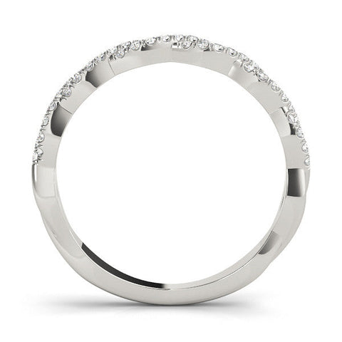 Silver Twisted Diamond Pavé Round Eternity Band with Shared Prong Setting