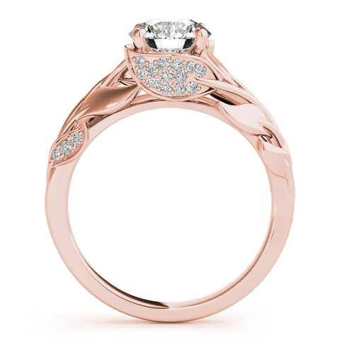 Rose gold Round Solitaire Leaf-Inspired Engagement Ring with Prong Setting