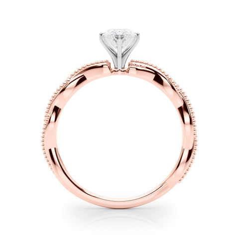 Rose gold Marquise Solitaire Twisted Band with Bead Prong Setting