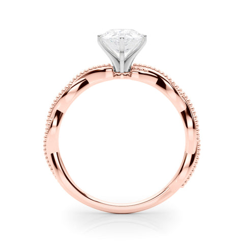 Rose gold Pear Solitaire Twisted Band with Bead Prong Setting