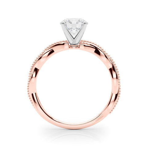 Rose gold Round Solitaire Twisted Band with Bead Prong Setting
