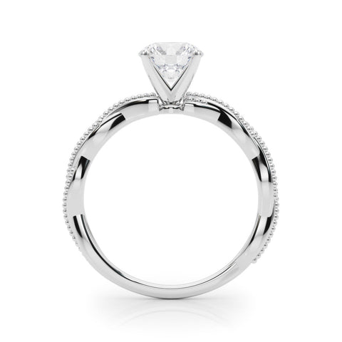 White gold Round Solitaire Twisted Band with Bead Prong Setting