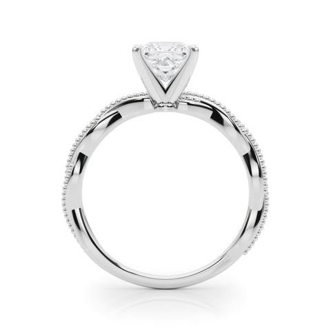 Silver Princess Solitaire Twisted Band with Bead Prong Setting