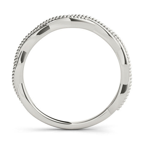 White gold Milgrain Twist Beaded Band