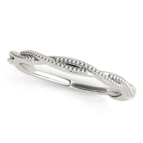White gold Milgrain Twist Beaded Band