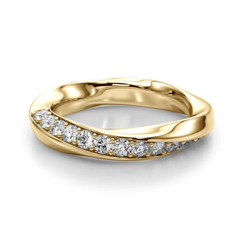 Yellow gold Pave Round Diamond Twist Band