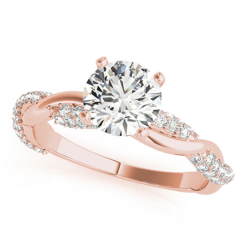 Rose gold Cushion Solitaire Twist Band with Pave Prong Setting
