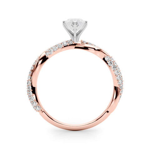 Rose gold Marquise Solitaire Twist Band with Pave Prong Setting