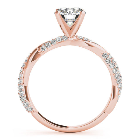 Rose gold Cushion Solitaire Twist Band with Pave Prong Setting