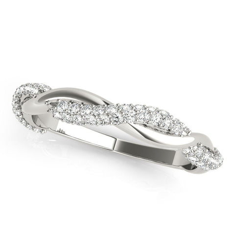 White gold Pavé Round Diamond Twist Eternity Band with Prong Setting