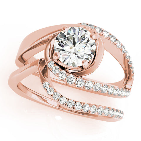 Rose gold Round Solitaire Split Shank Halo Prong Ring