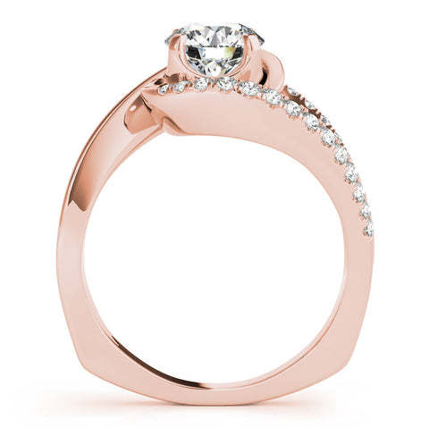 Rose gold Round Solitaire Split Shank Halo Prong Ring