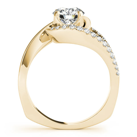 Yellow gold Round Solitaire Split Shank Halo Prong Ring