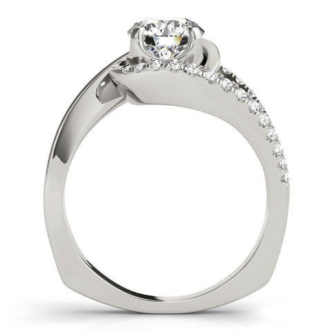 White gold Round Solitaire Split Shank Halo Prong Ring