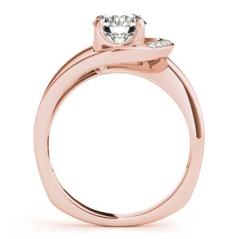 Rose gold Round Solitaire Diamond Crossover Band with Four-Prong Setting
