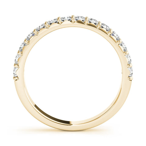 Yellow gold Round Diamond Half Eternity Band with Prong Setting