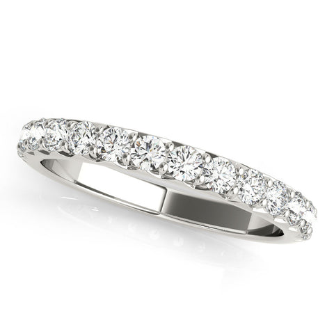 White gold Round Diamond Half Eternity Band with Prong Setting