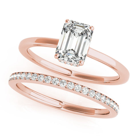 Rose gold Princess Cut Solitaire Engagement Ring with Four-Prong Setting on a Classic Band