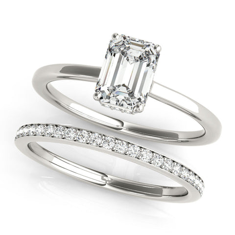 Silver Princess Cut Solitaire Engagement Ring with Four-Prong Setting on a Classic Band