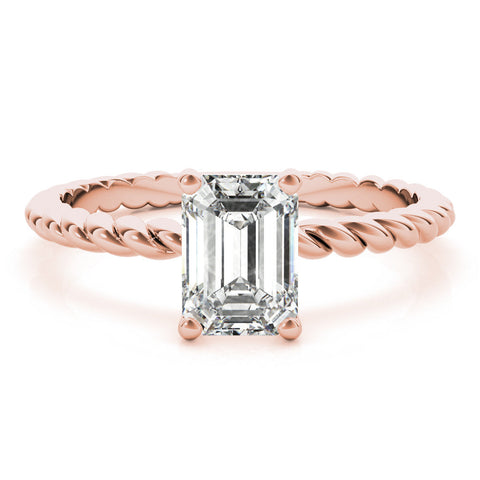 Rose gold Oval Cut Solitaire Twisted Band with Four-Prong Setting