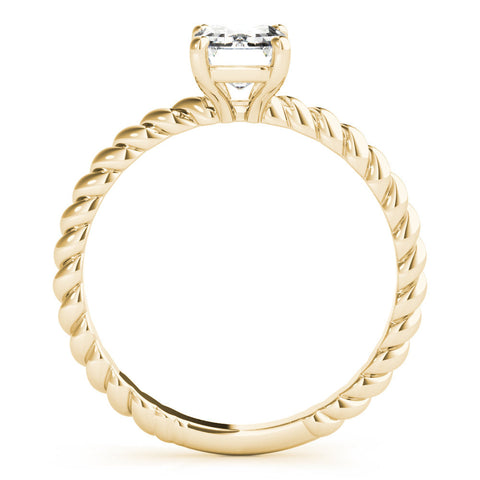 Yellow gold Cushion Cut Solitaire Twisted Band with Four-Prong Setting