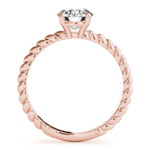 Rose gold Round Solitaire Twist Band Ring with Four-Prong Setting