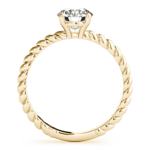 Yellow gold Round Solitaire Twist Band Ring with Four-Prong Setting