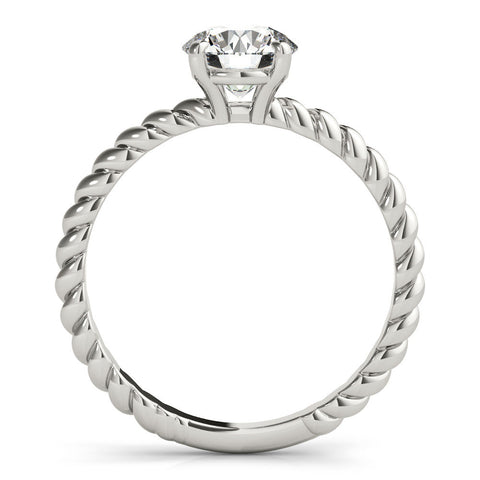 White gold Round Solitaire Twist Band Ring with Four-Prong Setting