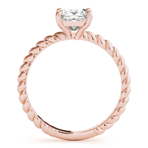 Rose gold Princess Cut Solitaire Twisted Band Ring with Four-Prong Setting