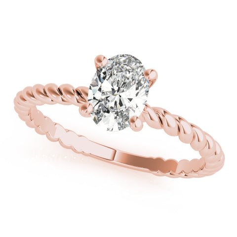 Rose gold Oval Solitaire Twisted Band 4-Prong Ring