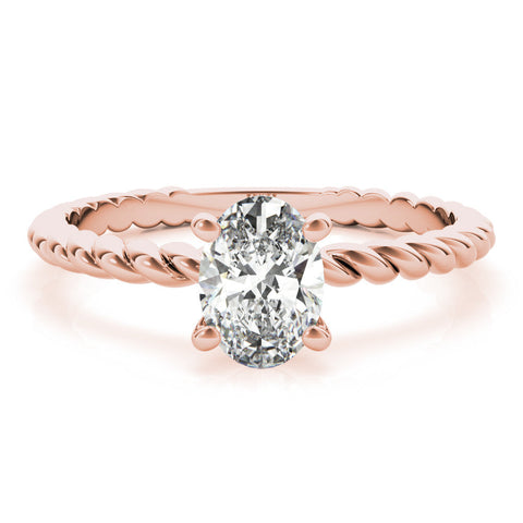 Rose gold Oval Solitaire Twisted Band 4-Prong Ring