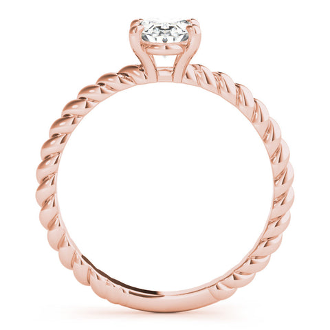 Rose gold Oval Solitaire Twisted Band 4-Prong Ring