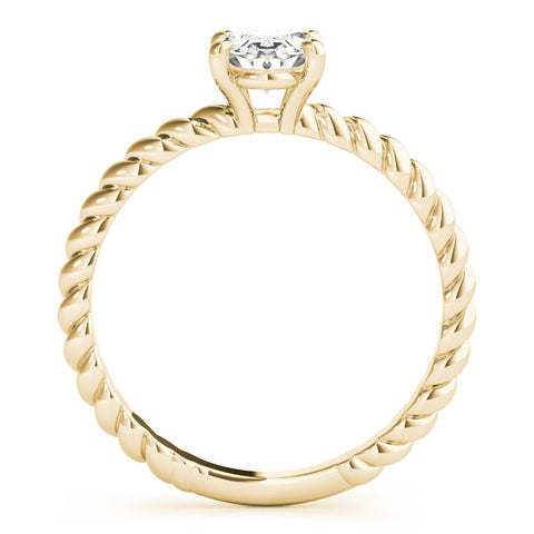 Yellow gold Oval Solitaire Twisted Band 4-Prong Ring