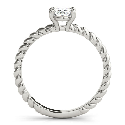 Platinum Oval Solitaire Twisted Band 4-Prong Ring